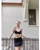Siyah Payetli Crop Etek Takım