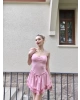 Pembe Askılı Fırfırlı Volan Elbise