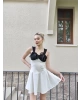 Beyaz Garnili Fiyonk Mini Elbise