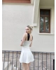 Beyaz Garnili Fiyonk Mini Elbise