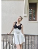 Beyaz Garnili Fiyonk Mini Elbise
