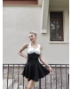 Siyah Garnili Fiyonk Mini Elbise