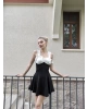 Siyah Garnili Fiyonk Mini Elbise