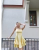 Sarı Askılı Prenses Elbise