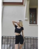 Siyah Kısa Kollu Tayt Takım