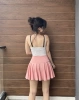 Pembe Pileli Şort Etek