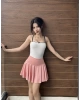 Pembe Pileli Şort Etek