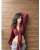 Bordo Kruvaze Bağlamalı Gömlek