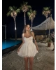 Beyaz Dantel Detay Askılı Prenses Elbise