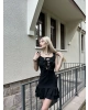 Siyah Göğüs Bağcıklı Mini Elbise