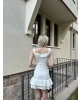 Beyaz Göğüs Bağcıklı Mini Elbise