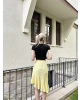 Sarı Asimetrik Bürümcük Etek