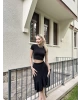 Siyah Asimetrik Bürümcük Etek