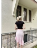 Pembe Asimetrik Bürümcük Etek