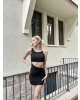 Siyah Bel Dekolteli Mini Elbise