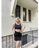 Siyah Bel Dekolteli Mini Elbise