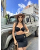 Siyah Deniz Yıldızlı Crop Etek Takım
