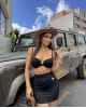Siyah Deniz Yıldızlı Crop Etek Takım