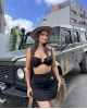 Siyah Deniz Yıldızlı Crop Etek Takım