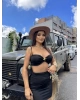 Siyah Deniz Yıldızlı Crop Etek Takım