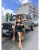 Siyah Deniz Yıldızlı Crop Etek Takım