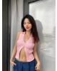 Pembe Buklet Düğme Detay Yelek