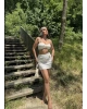 Beyaz Deniz Yıldızı Crop Etek Takım