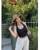 Siyah Boyundan Geçirmeli Fitilli Crop