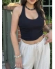 Siyah Boyundan Geçirmeli Fitilli Crop