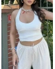 Beyaz Boyundan Geçirmeli Fitilli Crop