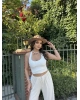 Beyaz Boyundan Geçirmeli Fitilli Crop