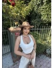 Beyaz Boyundan Geçirmeli Fitilli Crop