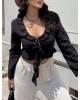 Siyah Ön Bağlamalı Bluz