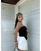 Siyah Sun Aksesuarlı Straplez Crop