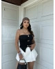 Siyah Sun Aksesuarlı Straplez Crop