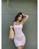 Pembe İnce Askılı Basic Elbise