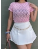 Pembe Dantel Detay Bluz