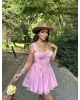Pembe Dantel Detay Askılı Prenses Elbise