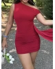 Kırmızı Omuz Detay Tasarım Mini Elbise