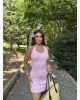Pembe Boyundan Geçirmeli Basic Elbise