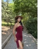 Bordo Straplez Tasarım Elbise