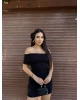 Siyah Madonna Yaka Mini Elbise