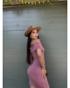 Gül Kurusu Madonna Yaka Mini Elbise