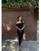 Siyah Madonna Yaka Uzun Basic Elbise
