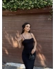 Siyah Cuplu Uzun Elbise