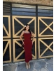 Bordo Askılı Çan Elbise