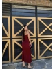 Bordo Askılı Çan Elbise