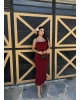 Bordo Askılı Çan Elbise