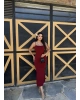 Bordo Askılı Çan Elbise