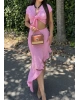 Pembe Ön Bağlamalı İkili Etek Takım